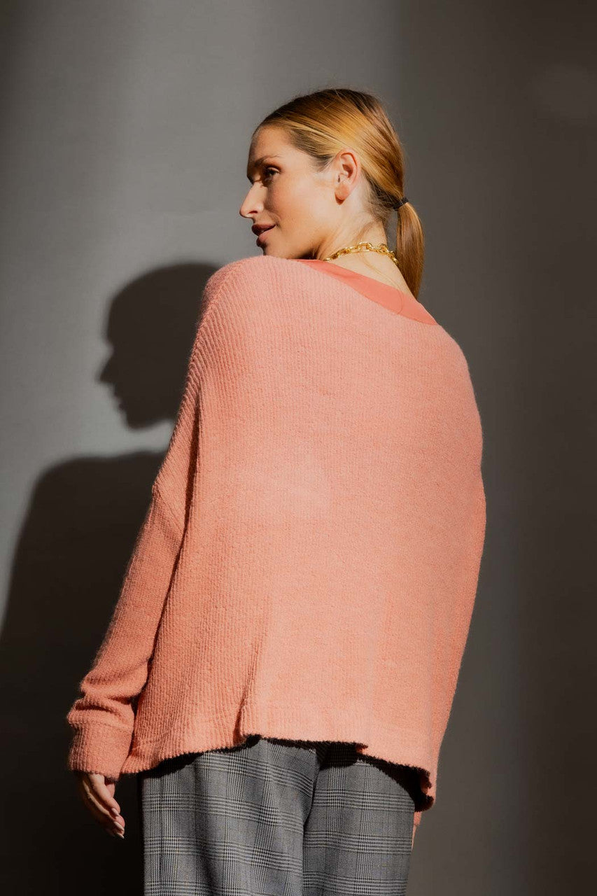 Coral Luxe Rib Cut Out Cardigan