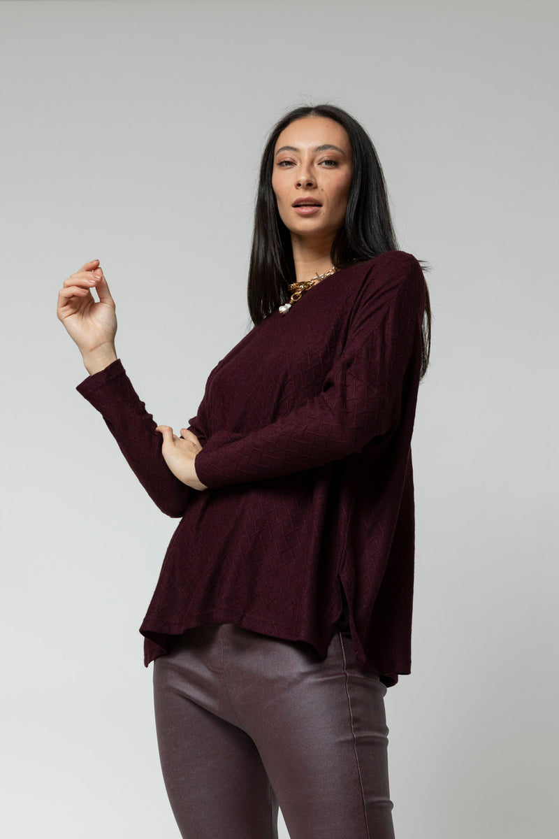 Plum Diamond Crew Neck Jumper