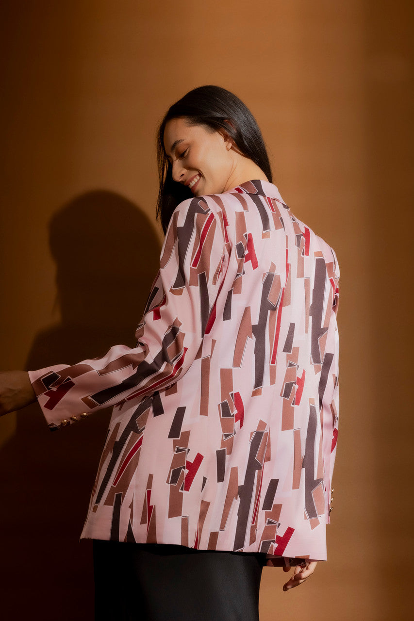 Pink Shapes Print Blazer Pink Shapes