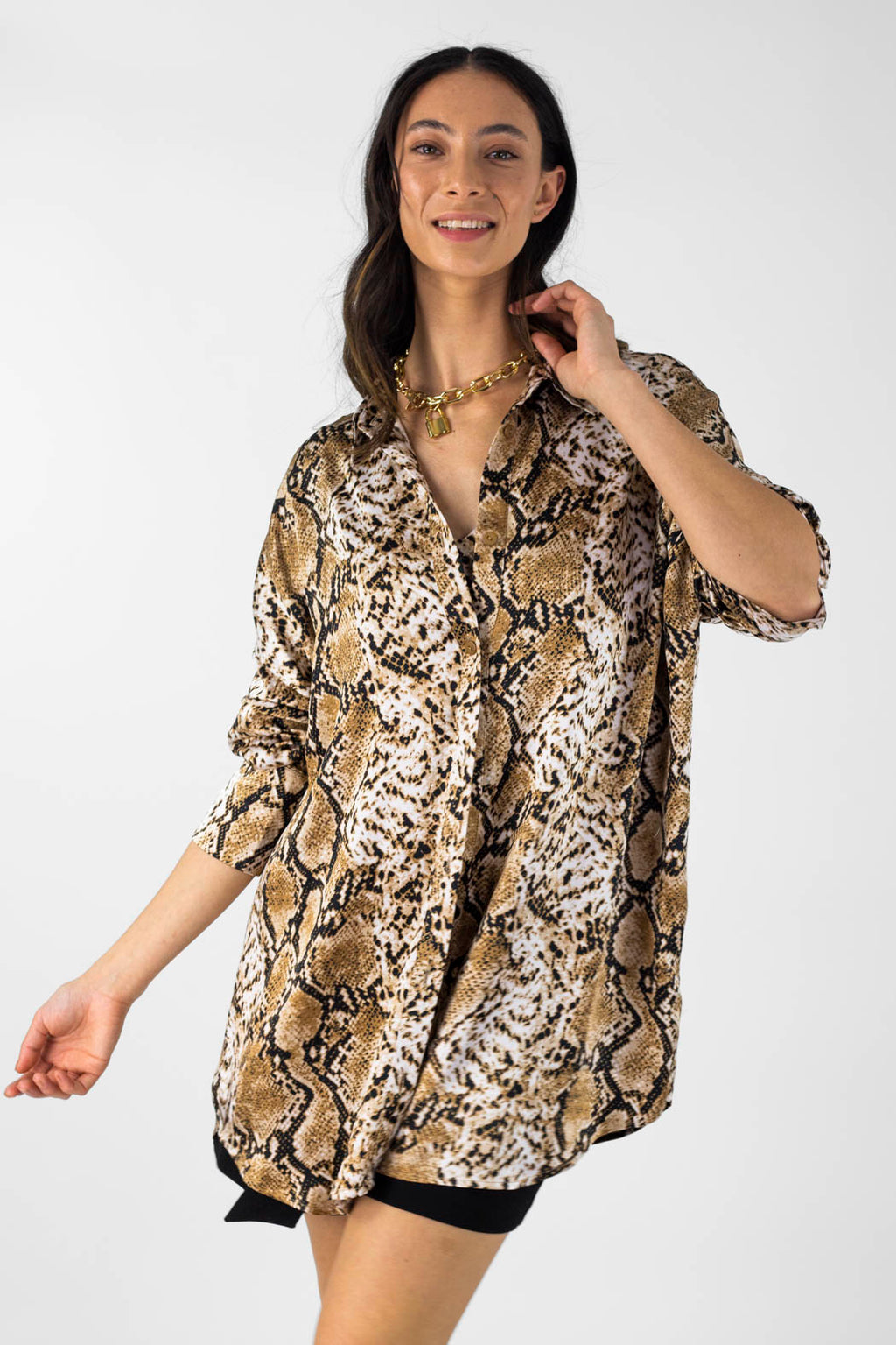 Tan Snake Silky Blake Shirt - Final Sale