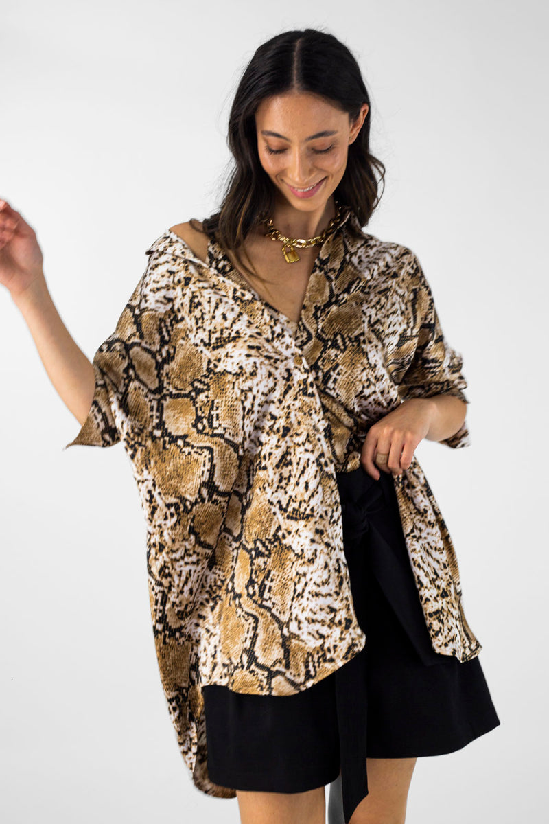 Tan Snake Silky Blake Shirt - Final Sale