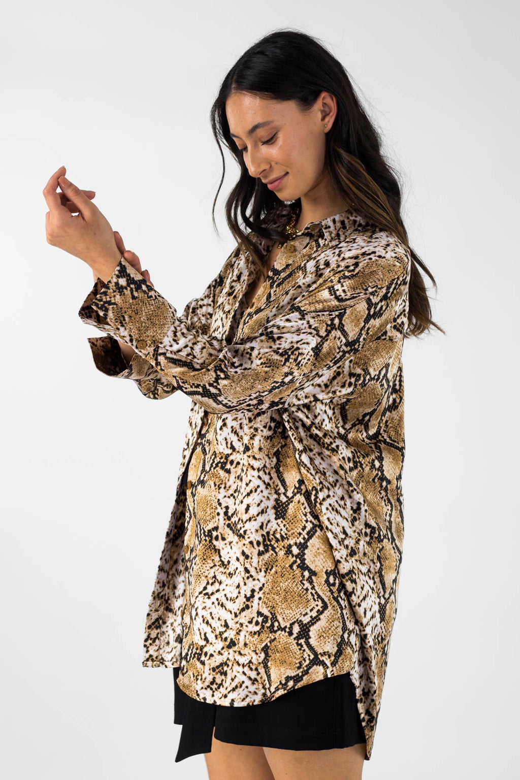 Tan Snake Silky Blake Shirt - Final Sale