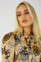 Taupe Floral Ruffle Statement Shirt - FINAL SALE