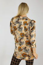 Taupe Floral Ruffle Statement Shirt - FINAL SALE