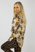 Taupe Floral Ruffle Statement Shirt - FINAL SALE