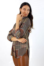 Khaki Silky Blogger Shirt - SALE