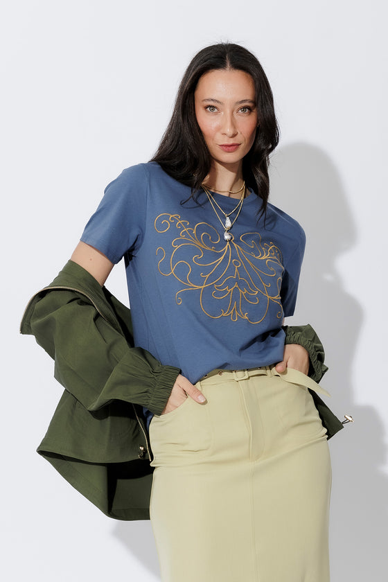 Slate Embroidered T-Shirt