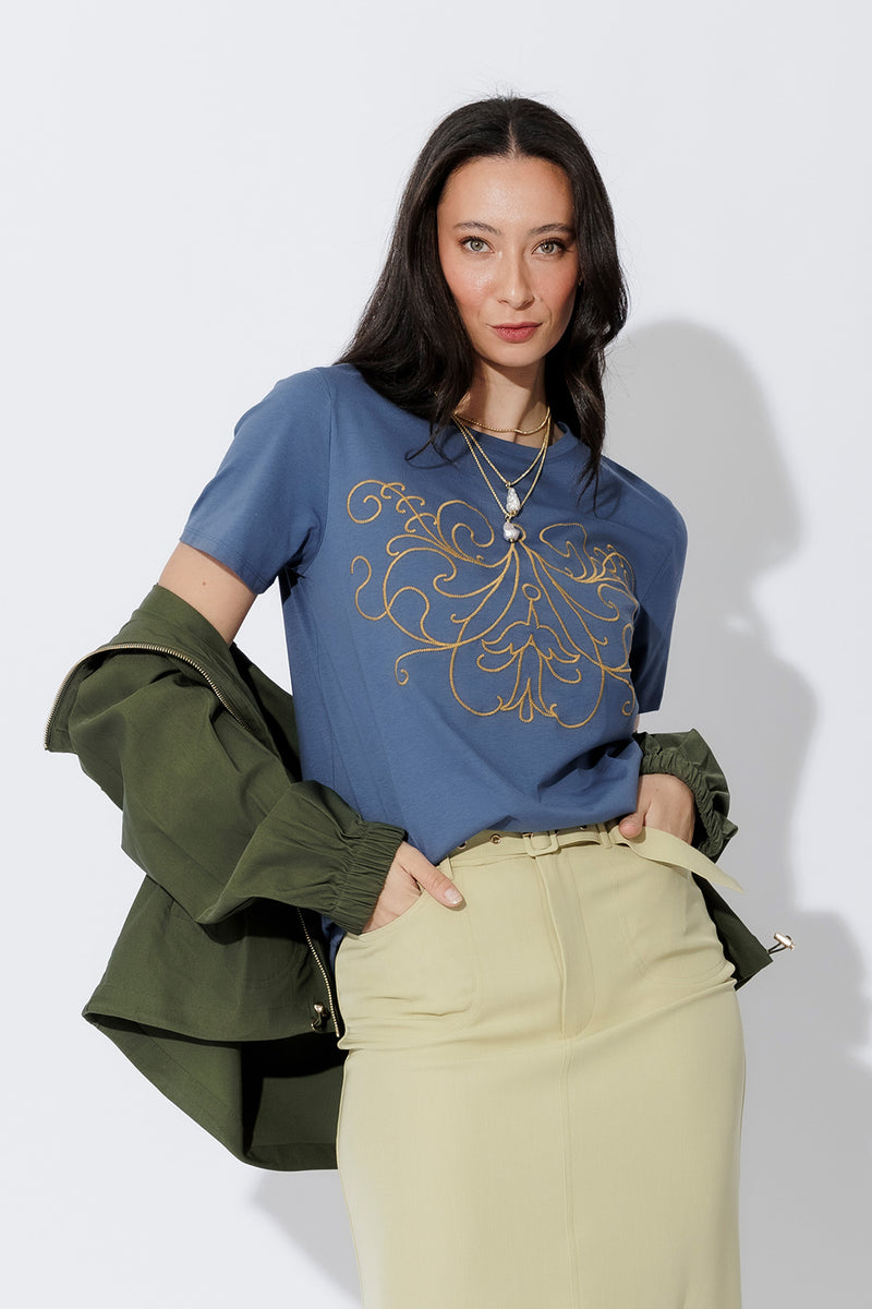 Slate Embroidered T-Shirt