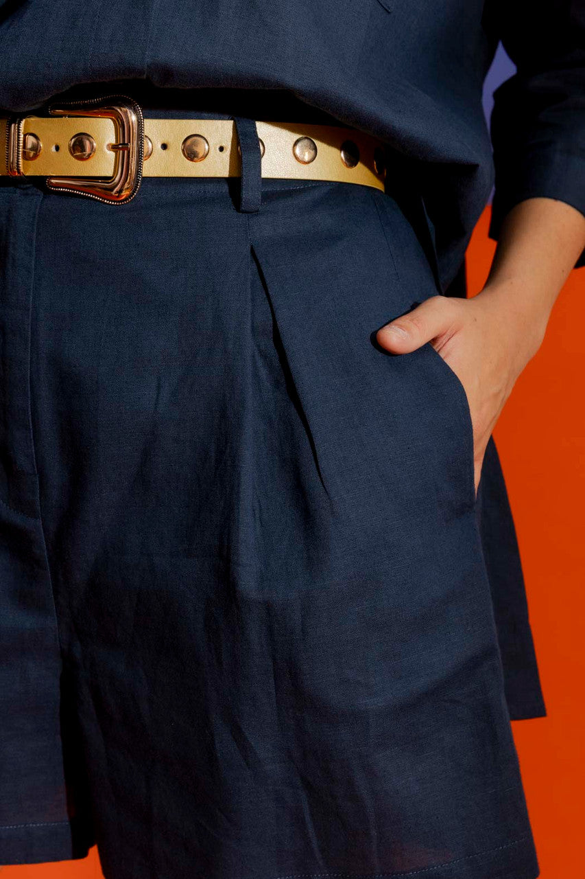 Navy Linen Short