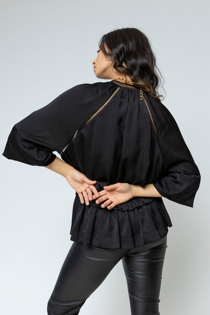 Black Trim Detail Blouse - Sale