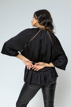 Black Trim Detail Blouse - Sale