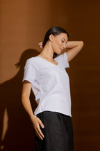V Neck Crisp White Plain Tee