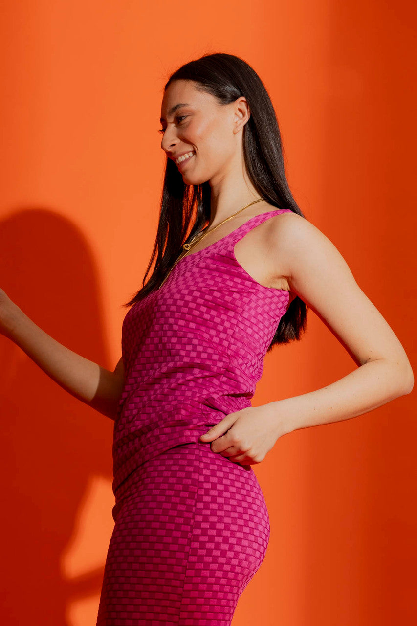 Pink Checkerboard Double Layer Cami
