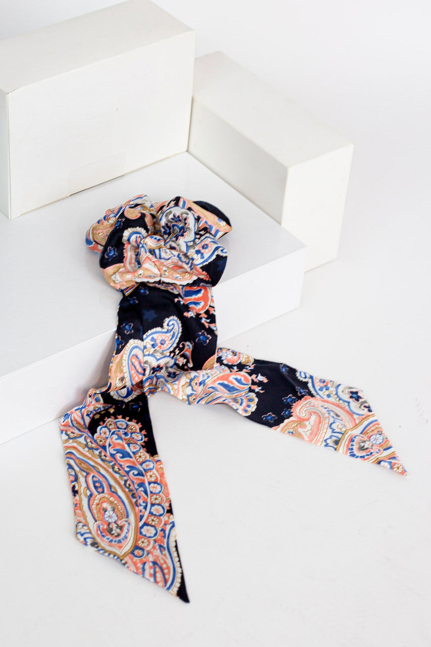 Pink Paisley Floral Scrunchie