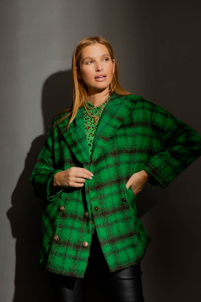 Green Check Hooded Coat Green Check