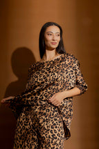 Tan Animal Silky Hi-Low Top Tan Animal