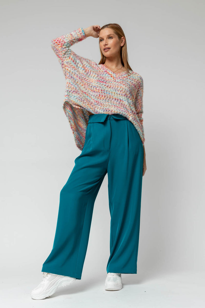 White Speckle Fluffy V Neck Jumper- Sale