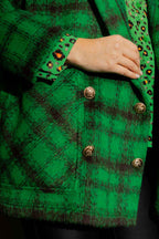 Green Check Hooded Coat Green Check