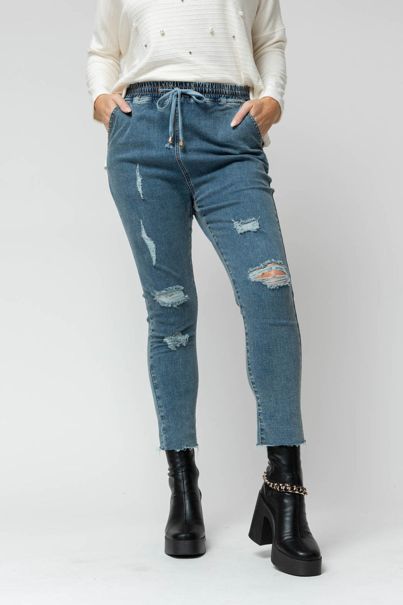 Denim Drawstring Jean