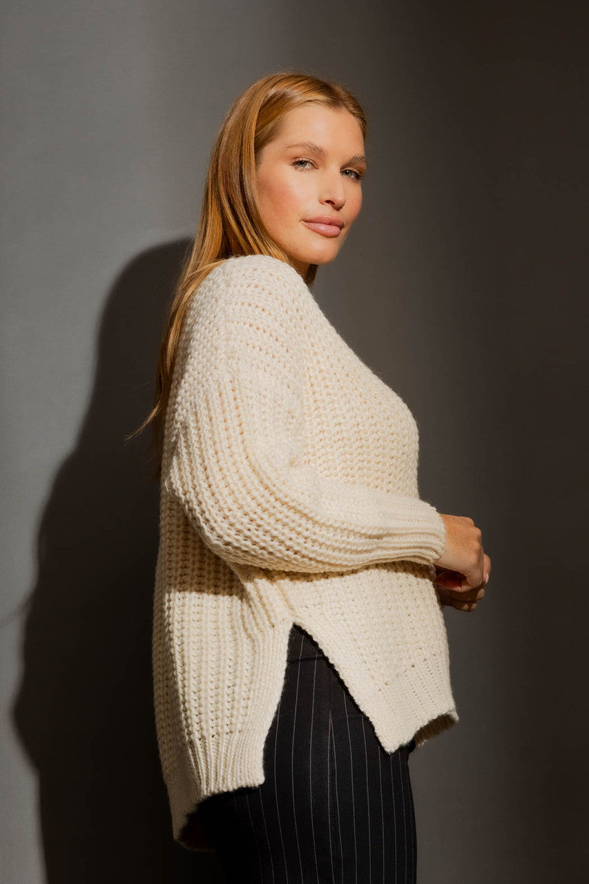 Ivory Chunky V Neck Jumper Ivory S