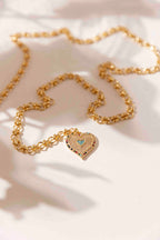 Gold Chain With Pave Heart Necklace S