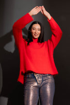 Red Funnel Neck Jumper Red S