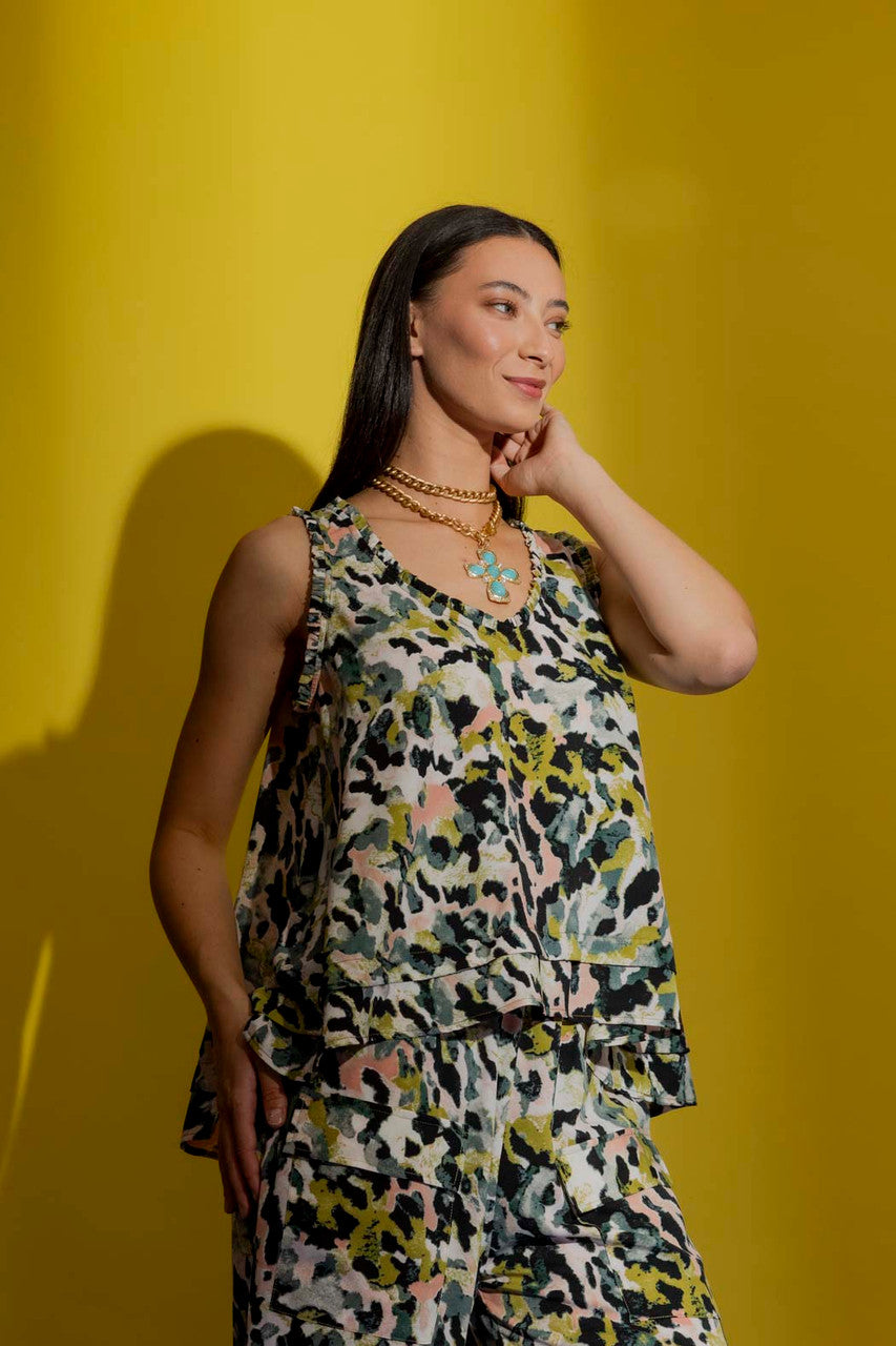 Chartreuse Camo Bell Cami Chartreuse Camo