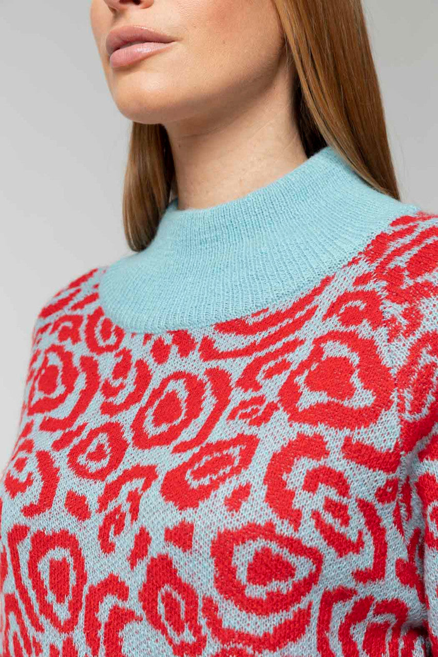 Blue / Red Rose Jumper - FINAL SALE