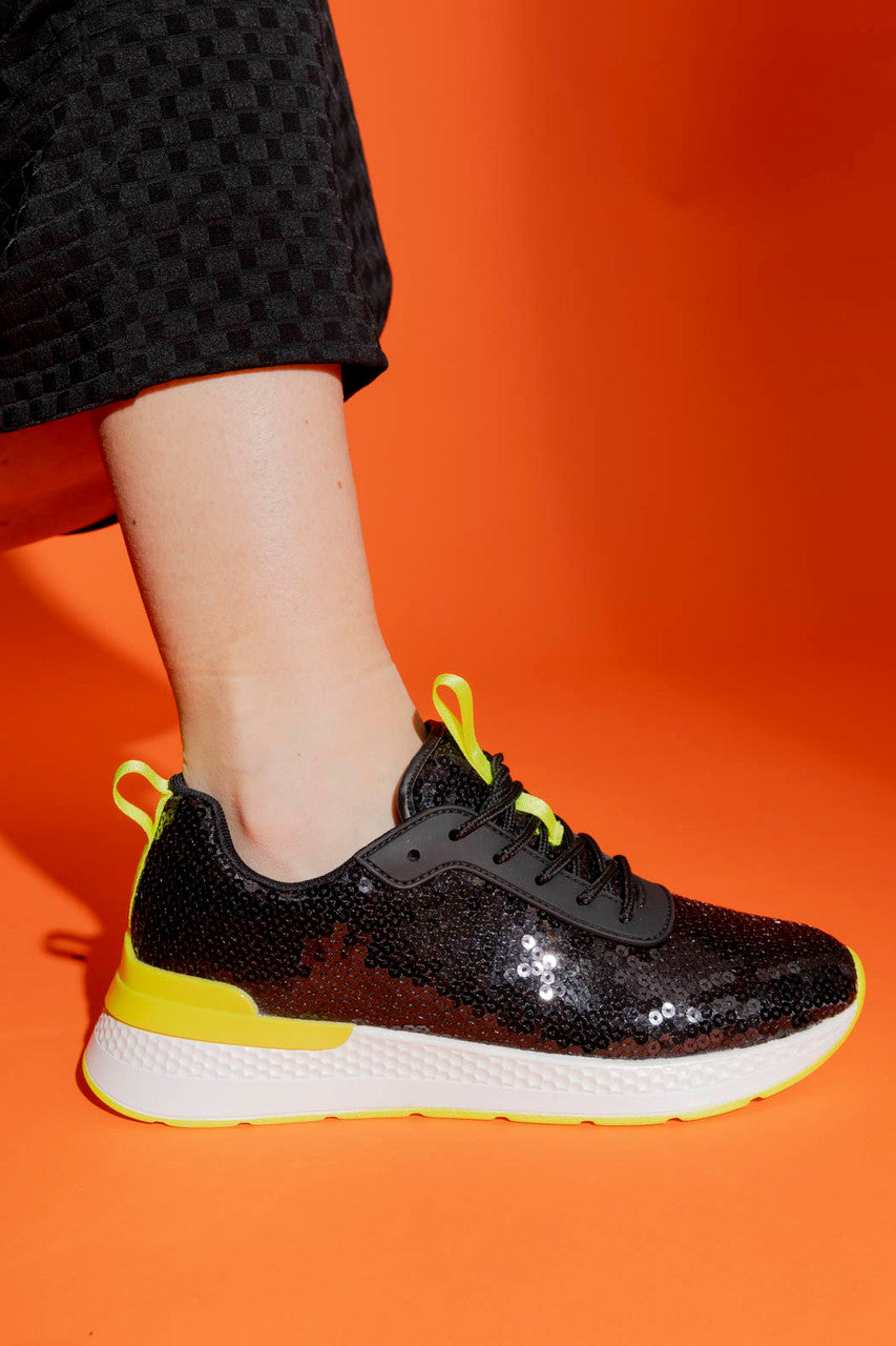 Neon/Black Sequin Sneaker