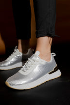 Shiny Silver Sequin Sneaker Silver
