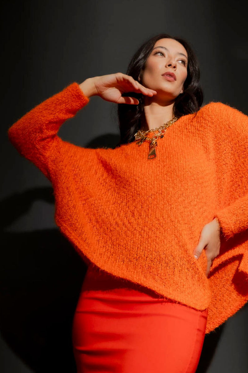 Orange Fluffy Crew Neck Jumper