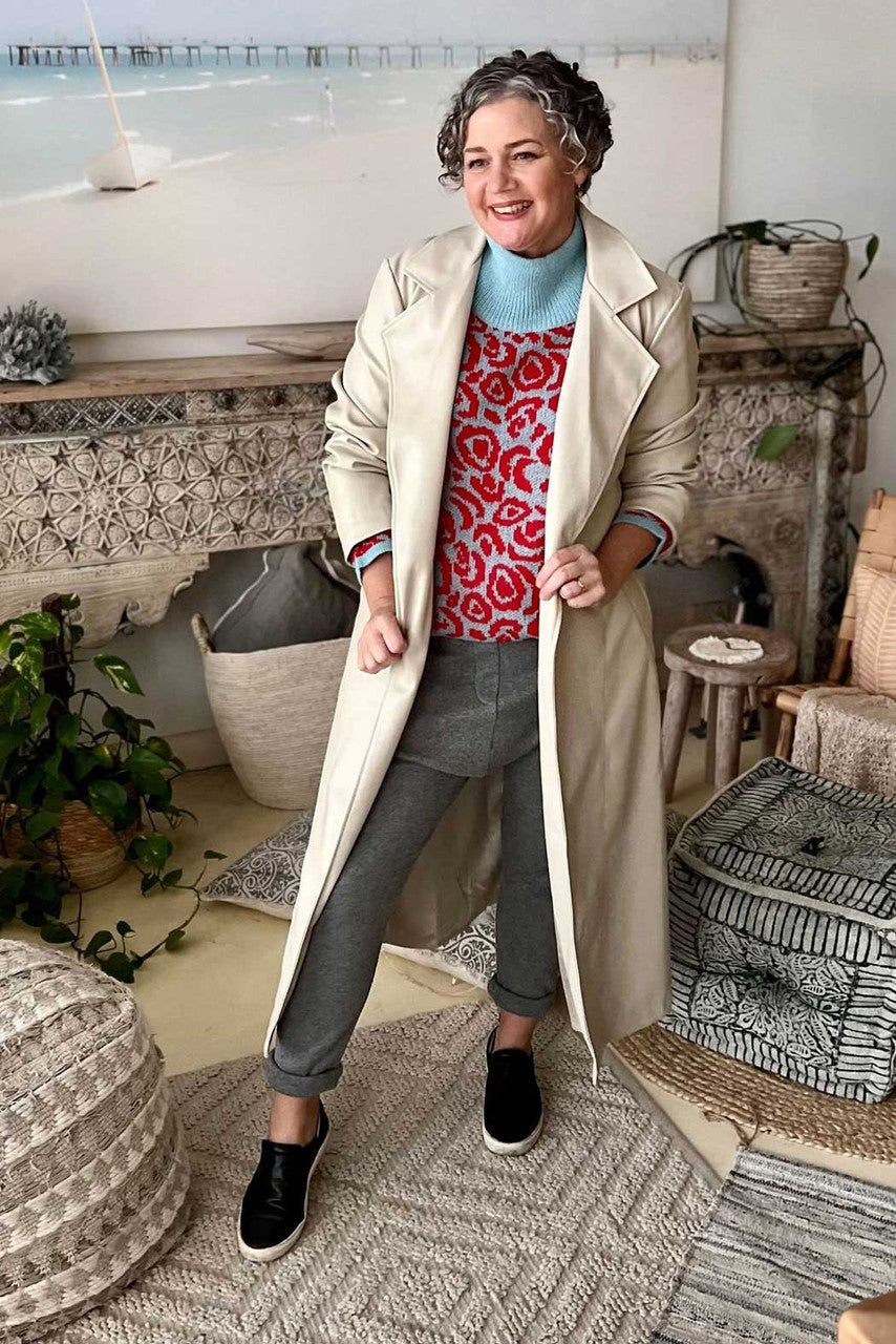 Blue / Red Rose Jumper - FINAL SALE