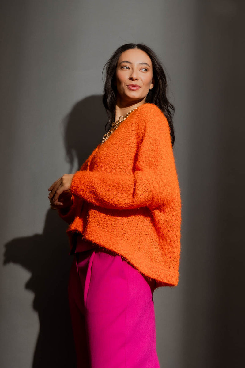 Orange Fluffy Wonder Cardigan