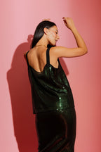 Jade Sequin Crop Cami