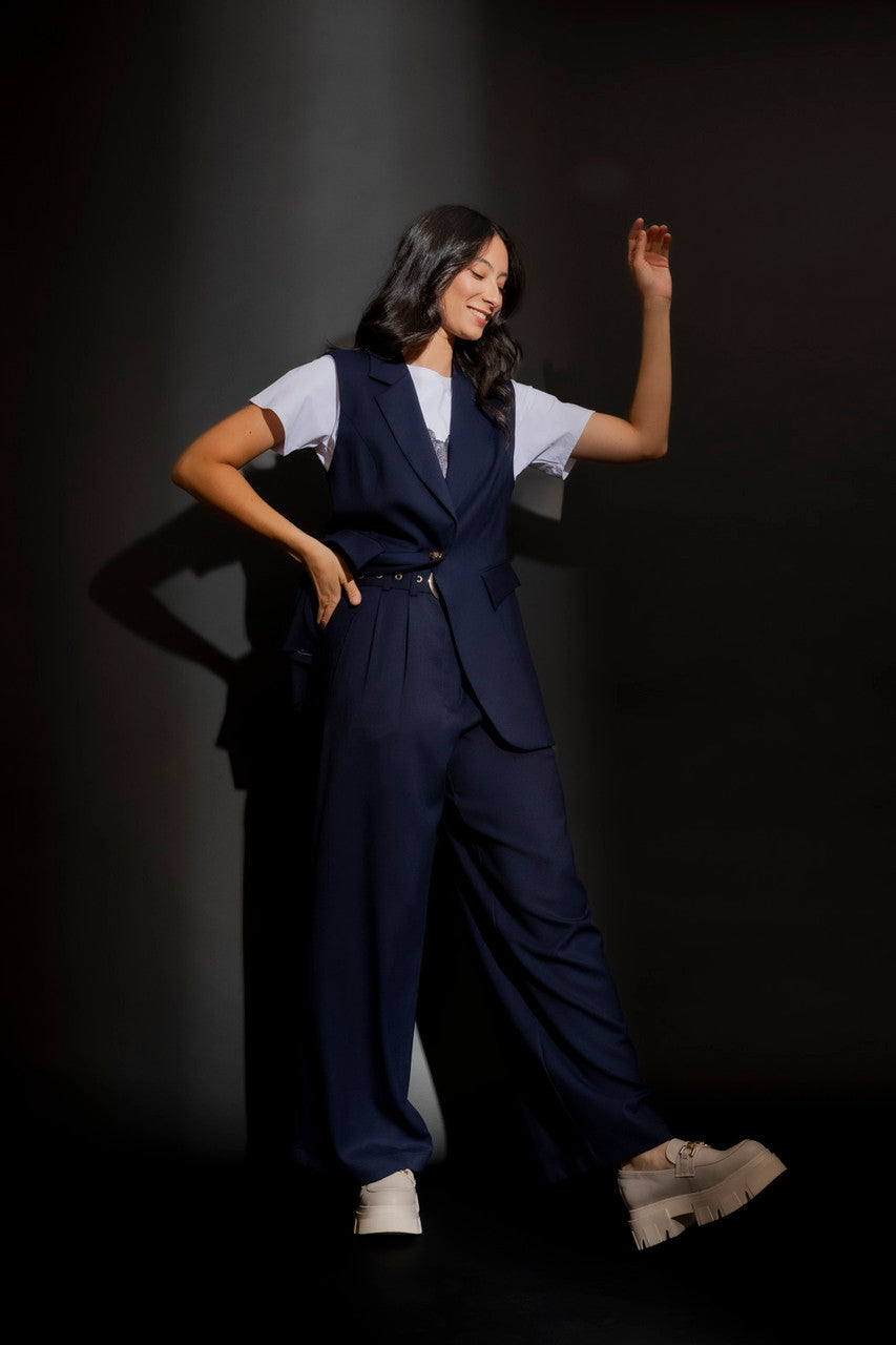 Navy Sorrento Single Breasted Vest