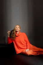 Orange Diamond Cowl Neck Jumper Orange S/M