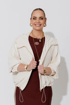 White Washed Linen Bomber Jacket