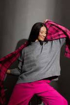 Grey Mock Neck Drop Shoulder Grey S