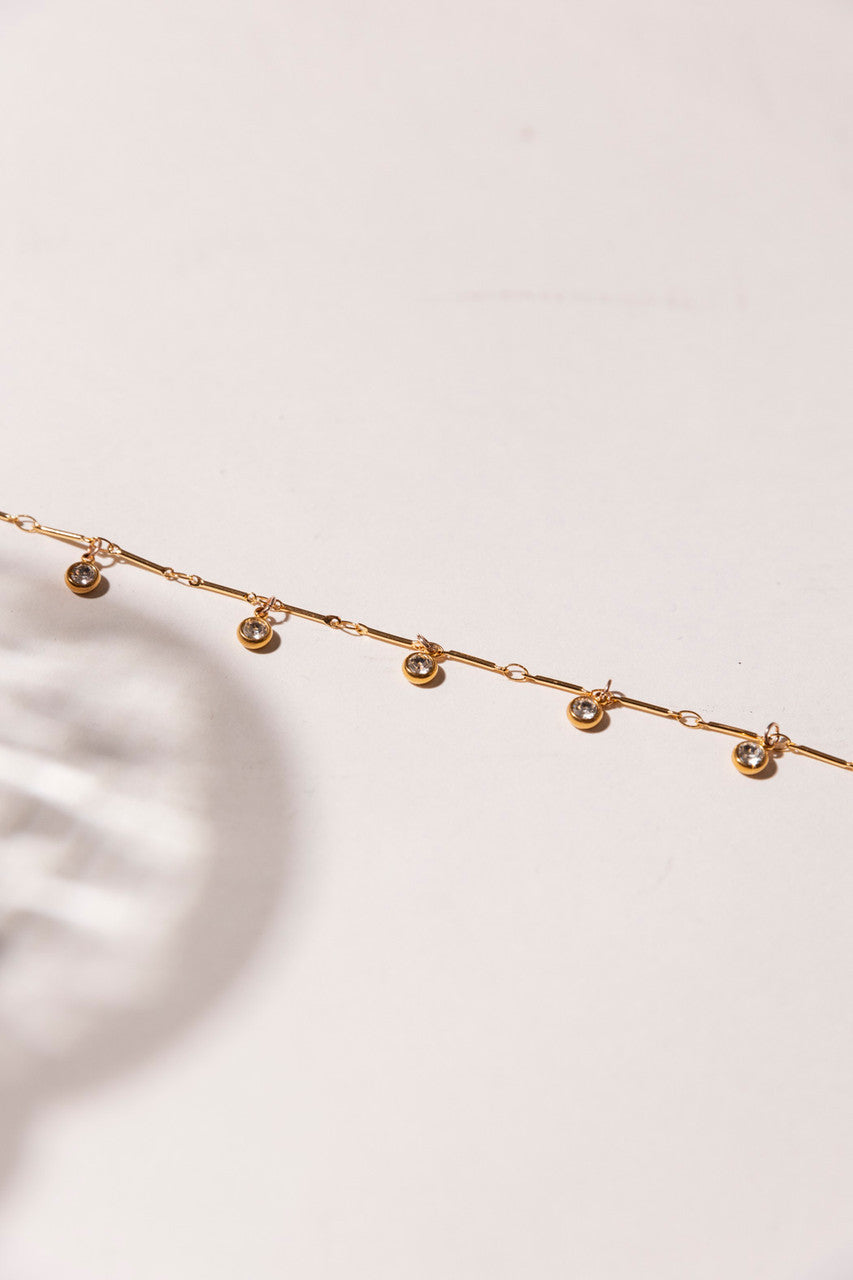 Gold Plated Chain Rhinestone Necklace S