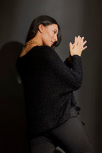 Black Fluffy Crew Neck Jumper