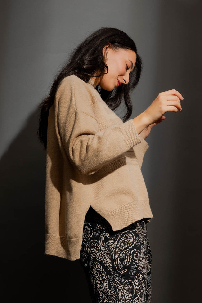Latte Mock Neck Drop Shoulder Jumper Latte S