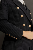 Black Stripe Sisca Midi Blazer Black Stripe