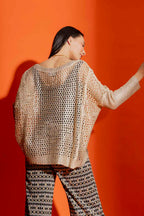 Oatmeal Crochet Boxy Foil Jumper
