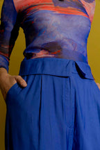 Cobalt Silky Paperbag Pant