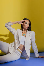 Beige Stripe Sisca Blazer Beige Stripe