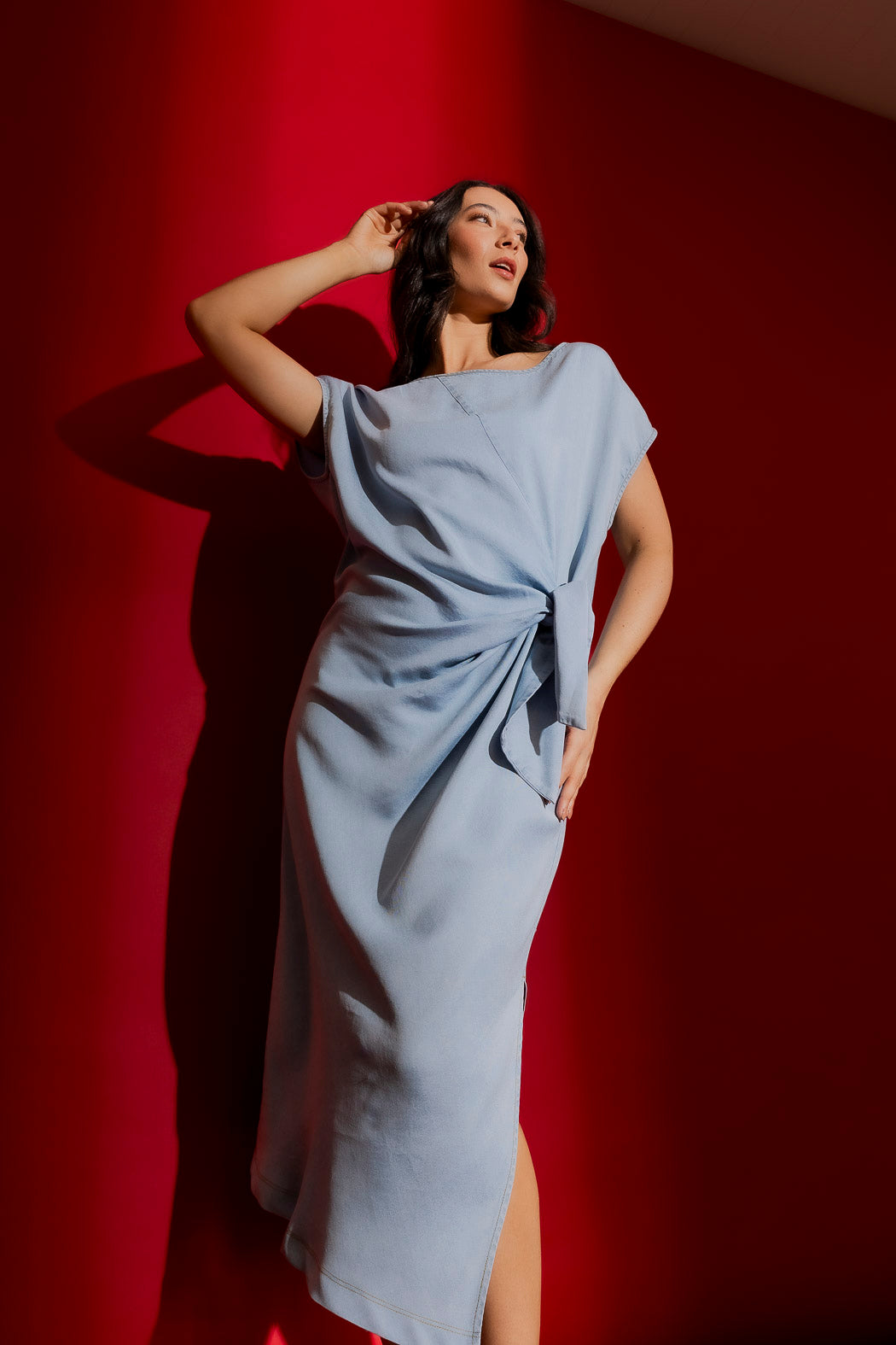 Washed Blue Tencel Harlow Dress Washed Blue
