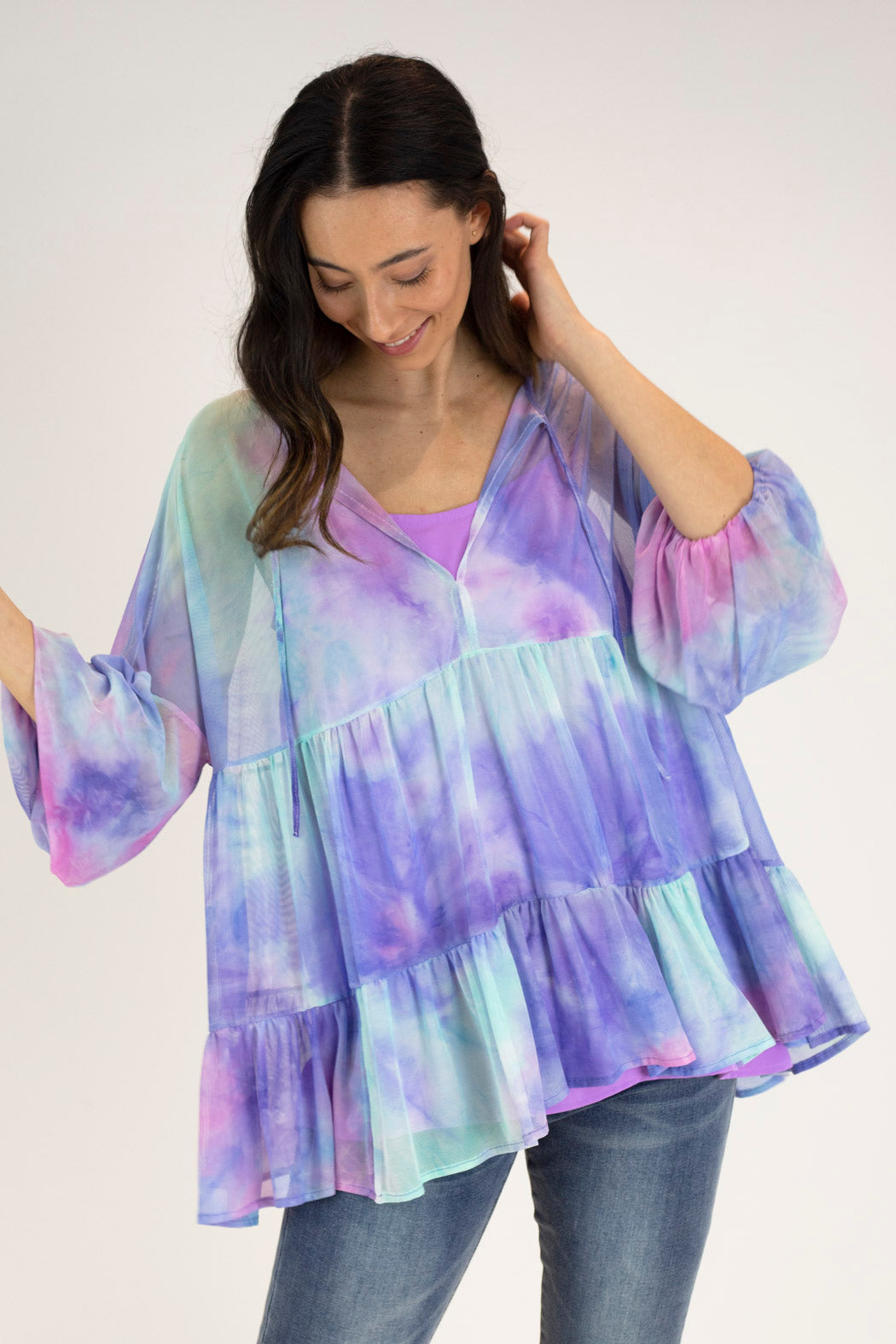 Pastel Mesh Tiered Top - FINAL SALE