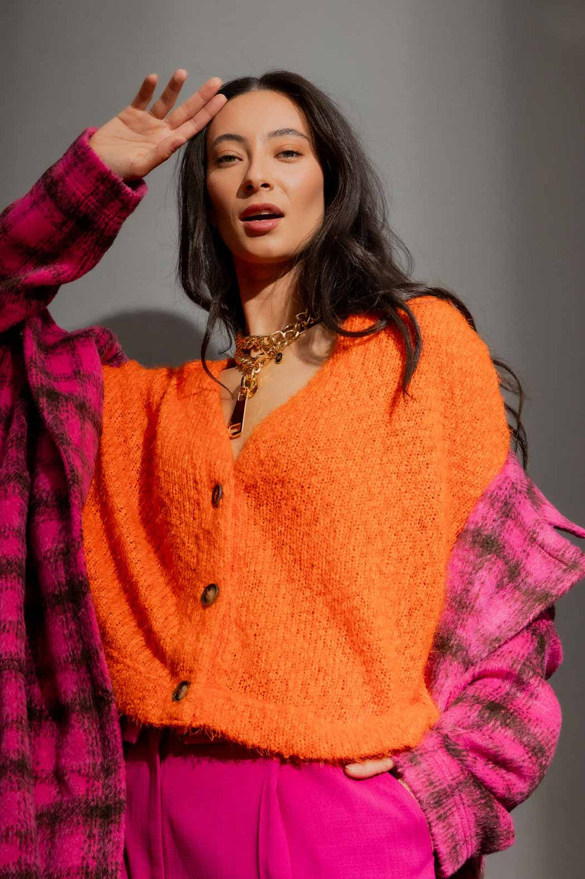 Orange Fluffy Wonder Cardigan