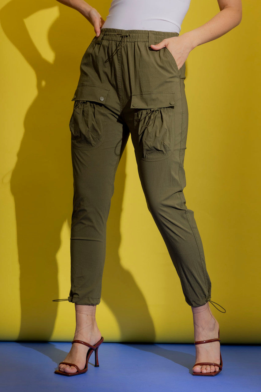 Khaki Parachute Cargo Pants