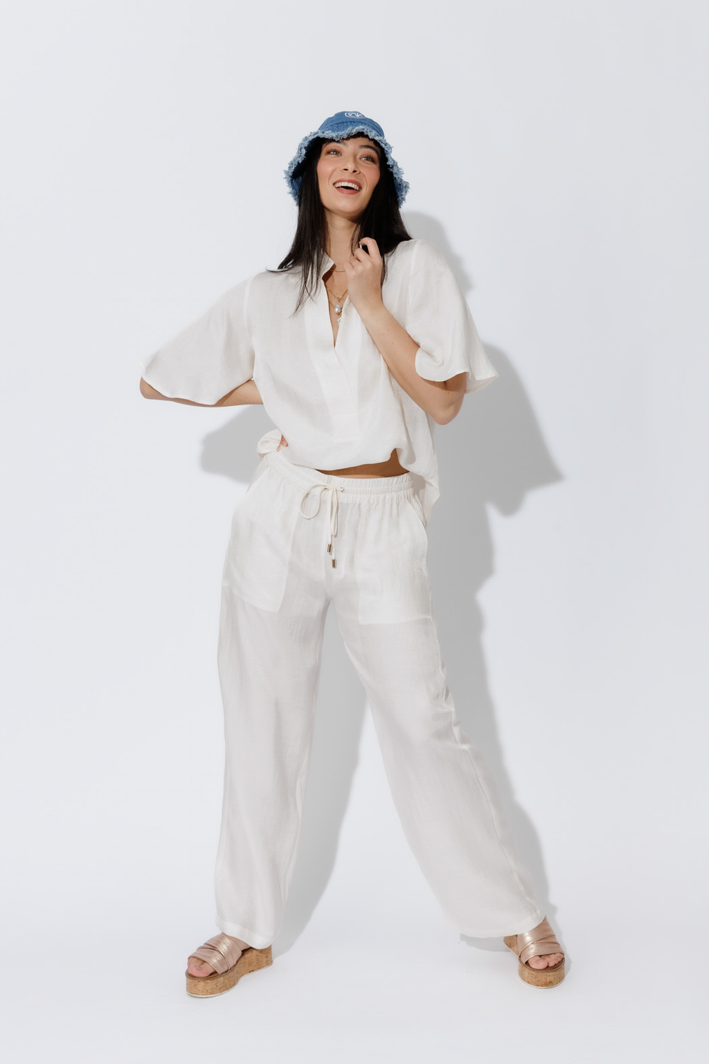 Ivory Tencel/Linen Pant